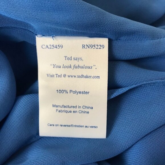 TED Baker Beautiful Blue  Ruffles Mini  Dress Size 2 - Picture 7 of 7